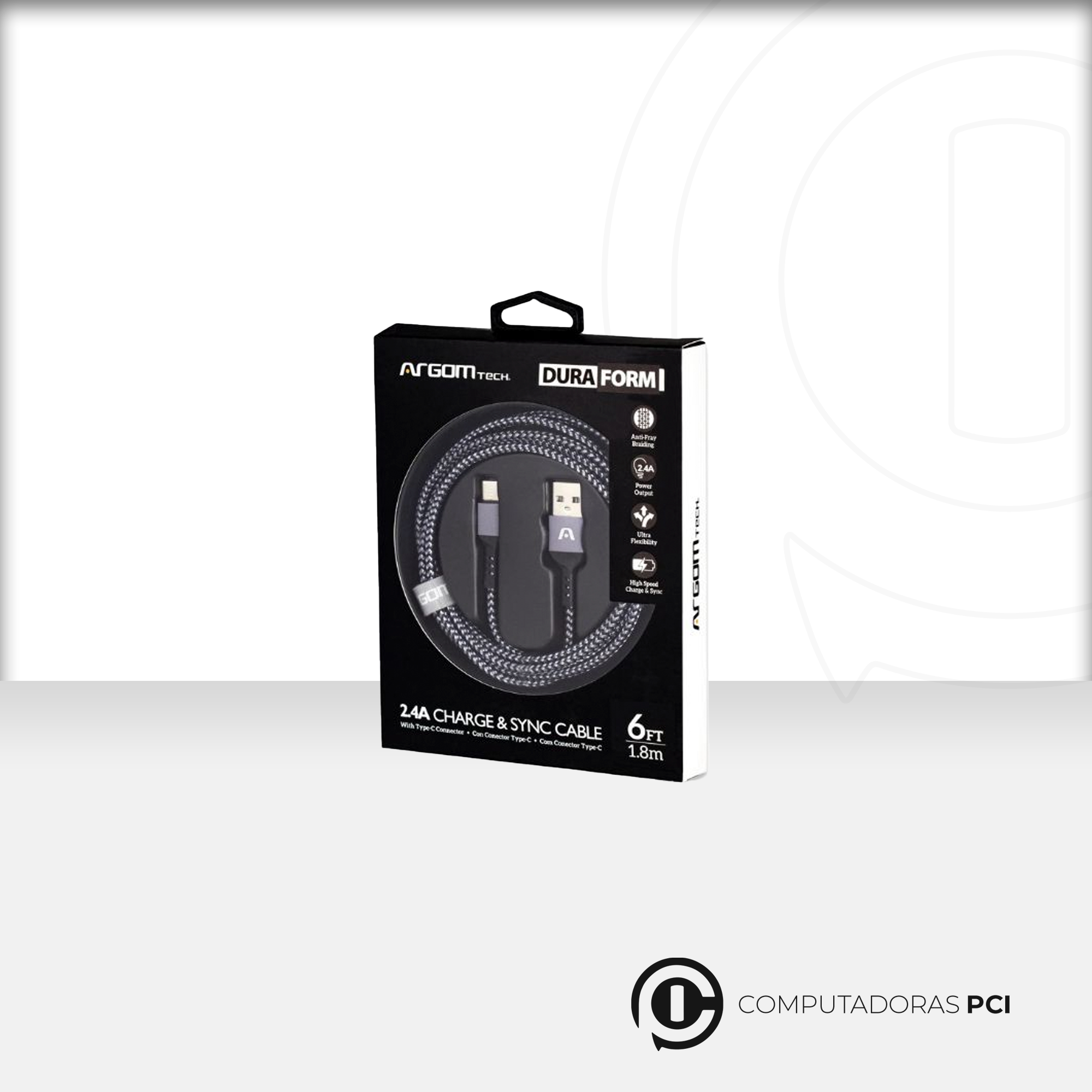 Cable de carga Argom USB a USB C de 1.8m de largo